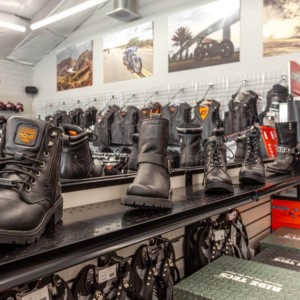 A variety of motorcycle boots and shoes