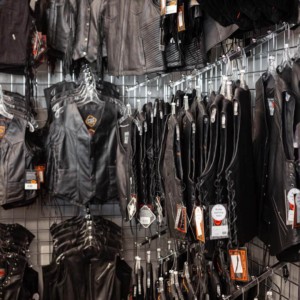 A full inventory of leather vests for biker ladies